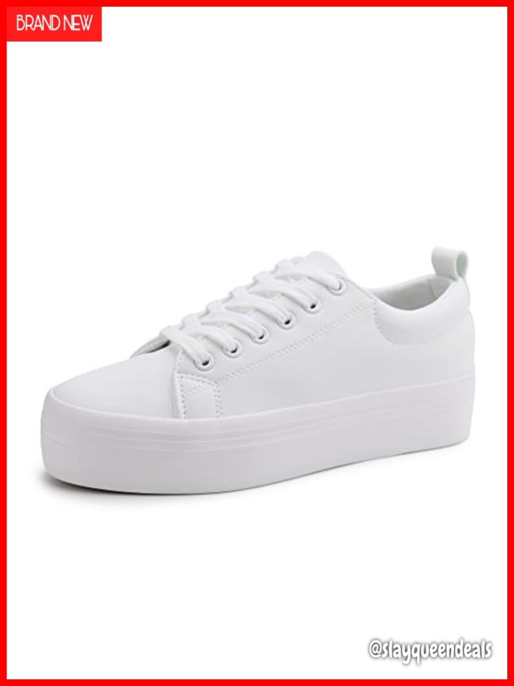 Lace Up Platform Sneakers Faux Leather Walking Shoes Comfortable Casual